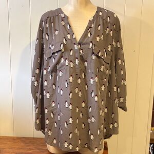 Torrid Harper Gray Penguin Print Women's Top